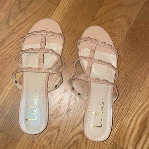 Nude studded sandals